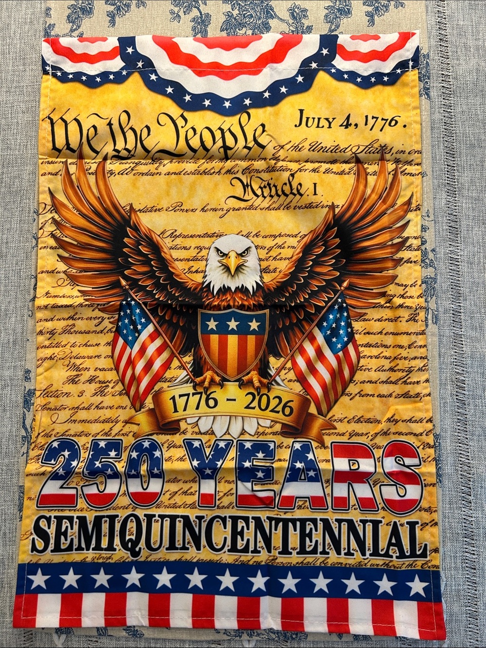 Semiquincentennial 250 Years Patriotic Flag - Gold/Red/Blue